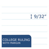 Wide Landscape Format Writing Pad, Medium-college Rule, 11 X 9.5, White, 40 Sheets