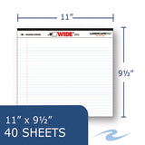 Wide Landscape Format Writing Pad, Medium-college Rule, 11 X 9.5, White, 40 Sheets