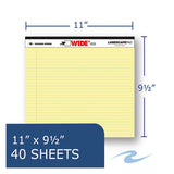 Wide Landscape Format Writing Pad, Medium-college Rule, 11 X 9.5, Canary, 40 Sheets