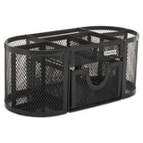 Mesh Pencil Cup Organizer, Four Compartments, Steel, 9 1-3 X 4 1-2 X 4, Black