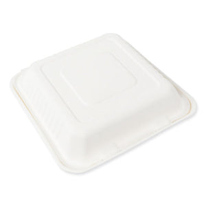 Bagasse Pfas-free Food Containers, 1-compartment, 9 X 9 X 3.19, White, Bamboo/sugarcane, 200/carton