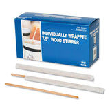 Wood Coffee Stirrers, 5 1-2" Long, Woodgrain, 1000 Stirrers-box