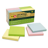 100% Recycled Notes, 1 1-2 X 2, Four Pastel Colors, 12 100-sheet Pads-pack