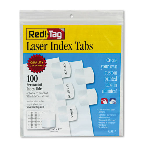 Laser Printable Index Tabs, 1-5-cut Tabs, White, 1.13