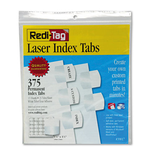 Laser Printable Index Tabs, 1-5-cut Tabs, White, 1.13