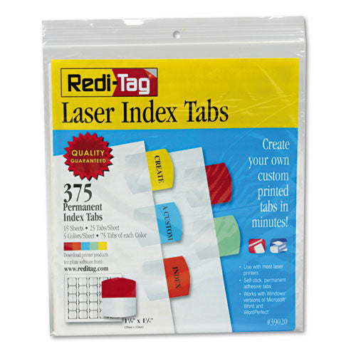 Inkjet Printable Index Tabs, 1-5-cut Tabs, Assorted Colors, 1.13