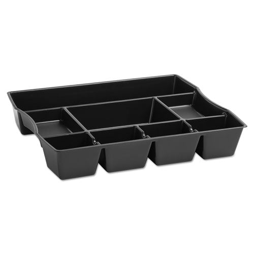 Nine-compartment Deep Drawer Organizer, Plastic, 14 7-8 X 11 7-8 X 2 1-2, Black