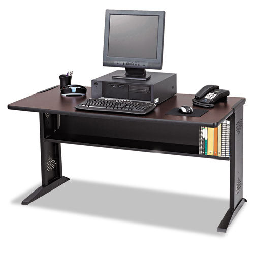 Computer Desk With Reversible Top, 47.5w X 28d X 30h, Mahogany-medium Oak-black