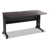 Mobile Computer Desk With Reversible Top, 53.5w X 28d X 30h, Mahogany-medium Oak-black