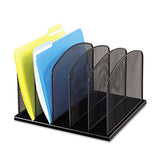 Onyx Mesh Desk Organizer With Upright Sections, 8 Sections, Letter To Legal Size Files, 19.5" X 11.5" X 8.25", Black