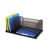 Onyx Desk Organizer With Three Horizontal And Three Upright Sections, Letter Size Files, 19.5" X 11.5" X 8.25", Black