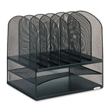 Onyx Mesh Desk Organizer With Two Horizontal And Six Upright Sections, Letter Size Files, 13.25" X 11.5" X 13", Black