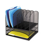 Onyx Mesh Desk Organizer With Two Horizontal And Six Upright Sections, Letter Size Files, 13.25" X 11.5" X 13", White