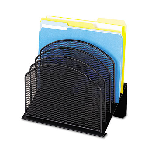Onyx Mesh Desk Organizer With Tiered Sections, 5 Sections, Letter To Legal Size Files, 11.25