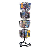 Wire Rotary Display Racks, 32 Compartments, 15w X 15d X 60h, Charcoal