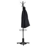Metal Costumer W-umbrella Holder, Four Ball-tipped Double-hooks, 21w X 21d X 70h, Black