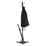 Metal Costumer W-umbrella Holder, Four Ball-tipped Double-hooks, 21w X 21d X 70h, Black