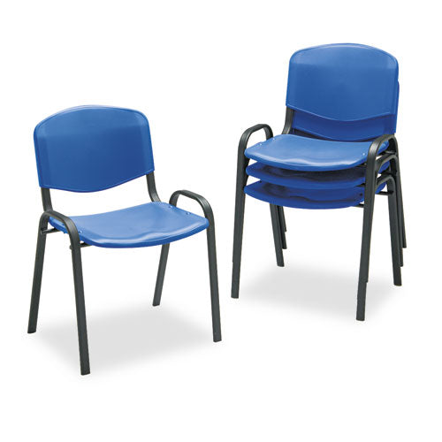 Stacking Chair, Blue Seat-blue Back, Black Base, 4-carton