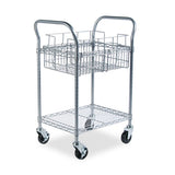 Wire Mail Cart, 600-lb Capacity, 18.75w X 39d X 38.5h, Metallic Gray