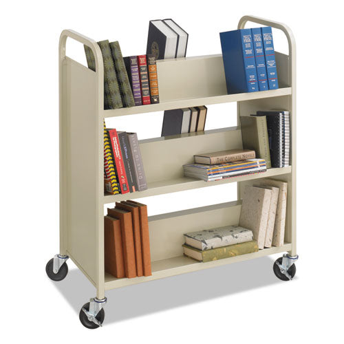 Steel Book Cart, Six-shelf, 36w X 18.5d X 43.5h, Sand