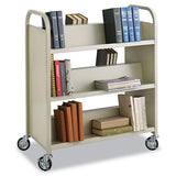 Steel Book Cart, Three-shelf, 36w X 14.5d X 43.5h, Sand