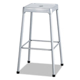 Bar-height Steel Stool, 29" Seat Height, Supports Up To 250 Lbs., Silver Seat-silver Back, Silver Base