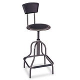 Diesel Industrial Stool With Back, 27" Seat Height, Supports Up To 250 Lbs., Pewter Seat-pewter Back, Pewter Base