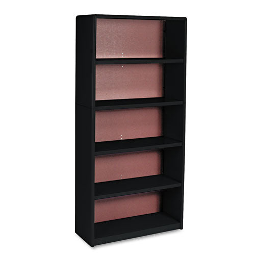 Value Mate Series Metal Bookcase, Five-shelf, 31-3-4w X 13-1-2d X 67h, Black