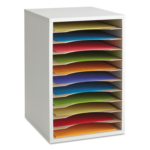 Wood Vertical Desktop Literature Sorter, 11 Sections 10 5-8 X 11 7-8 X 16, Gray