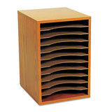 Wood Vertical Desktop Sorter, 11 Sections 10 5-8 X 11 7-8 X 16, Medium Oak