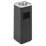 Ash 'n Trash Sandless Urn, Square, Stainless Steel, 3 Gal, Black-chrome
