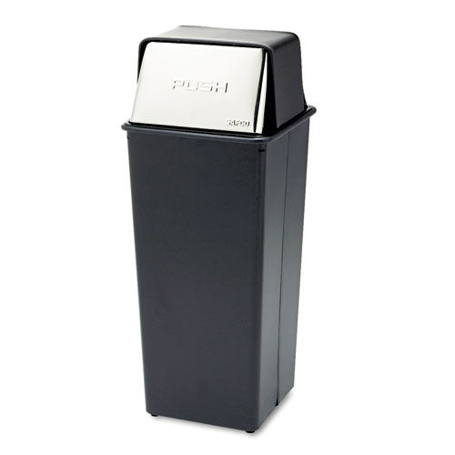 Reflections Push Top Square Receptacle, Steel, 21 Gal, Black-chrome