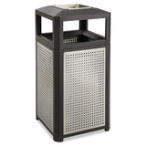 Ashtray-top Evos Series Steel Waste Container, 38 Gal, Black