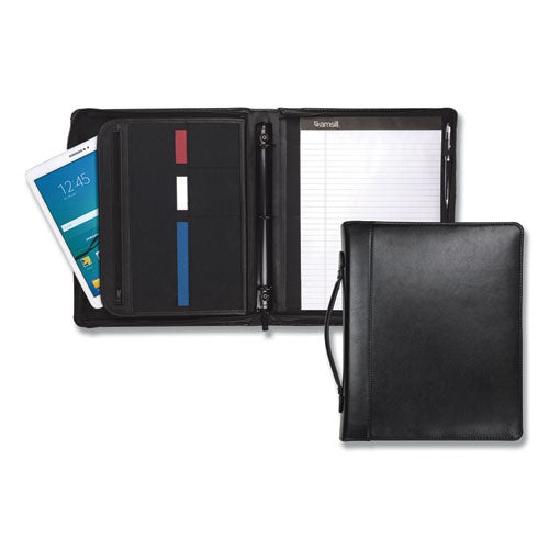 Leather Multi-ring Zippered Portfolio, Two-part, 1