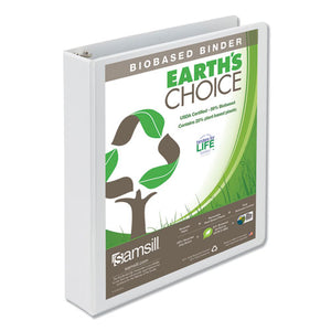 Earth's Choice Biobased Round Ring View Binder, 3 Rings, 1.5" Capacity, 11 X 8.5, White