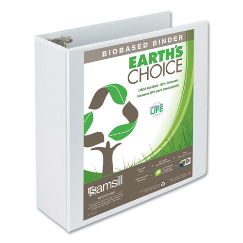 Earth's Choice Biobased Round Ring View Binder, 3 Rings, 4