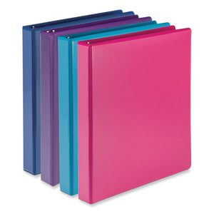 Durable D-ring View Binders, 3 Rings, 1" Capacity, 11 X 8.5, Blueberry/blue Coconut/dragonfruit/purple, 4/pack