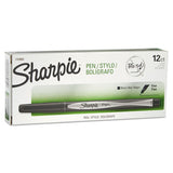 Water-resistant Ink Stick Plastic Point Pen, 0.88 Mm, Black Ink, Black-gray Barrel, Dozen