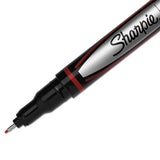 Water-resistant Ink Stick Plastic Point Pen, 0.5mm, Red Ink, Black-gray-red Barrel, Dozen