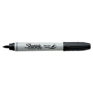 Brush Tip Permanent Marker, Medium, Black, Dozen