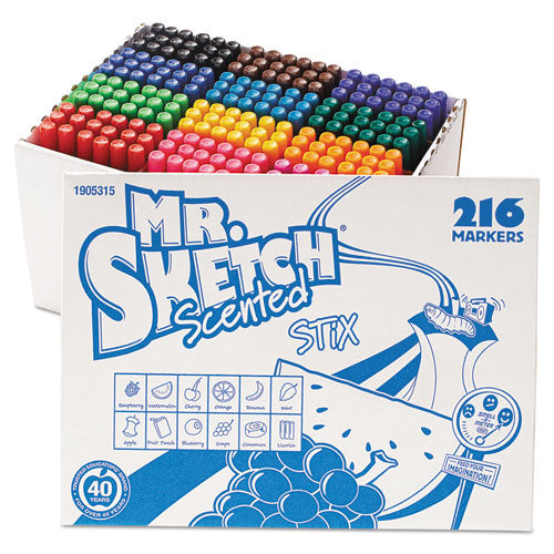 Scented Stix Watercolor Marker Set, Fine Bullet Tip, Assorted Colors, 216-set