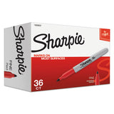 Fine Tip Permanent Marker, Red, 36-pack