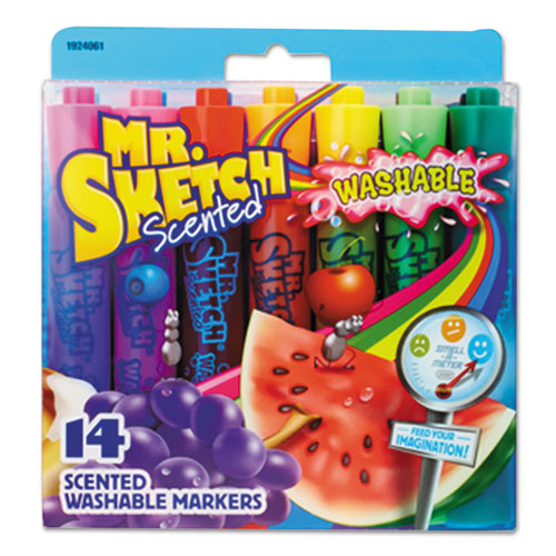 Washable Markers, Broad Chisel Tip, Assorted Colors, 14-set