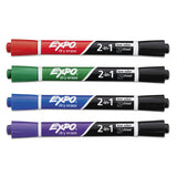 2-in-1 Dry Erase Markers, Broad-fine Chisel Tip, Assorted Colors, 4-pack