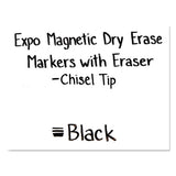 Magnetic Dry Erase Marker, Broad Chisel Tip, Black, 4-pack