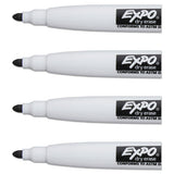 Magnetic Dry Erase Marker, Fine Bullet Tip, Black, 4-pack