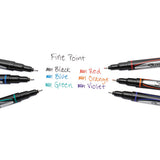 Water-resistant Ink Stick Plastic Point Pen, 0.5 Mm, Assorted Ink-barrel, 6-pack