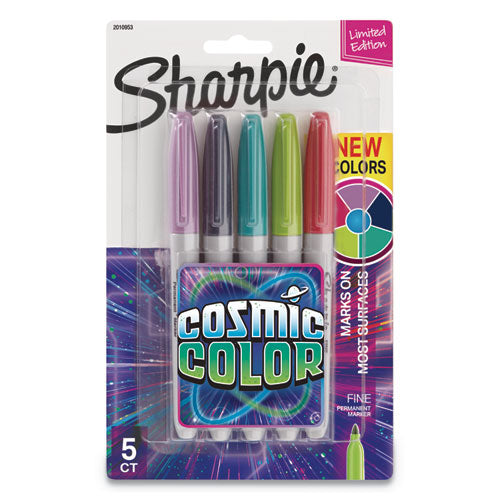 Cosmic Color Permanent Markers, Medium Bullet Tip, Assorted Colors, 5-pack