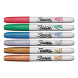 Metallic Fine Point Permanent Markers, Bullet Tip, Blue-green-red, 6-pack