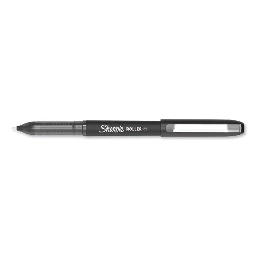 Roller Ball Stick Pen, Fine 0.5 Mm, Black Ink-barrel, Dozen